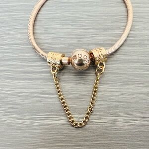 Gold plated safety chain fits Pandora bracelet